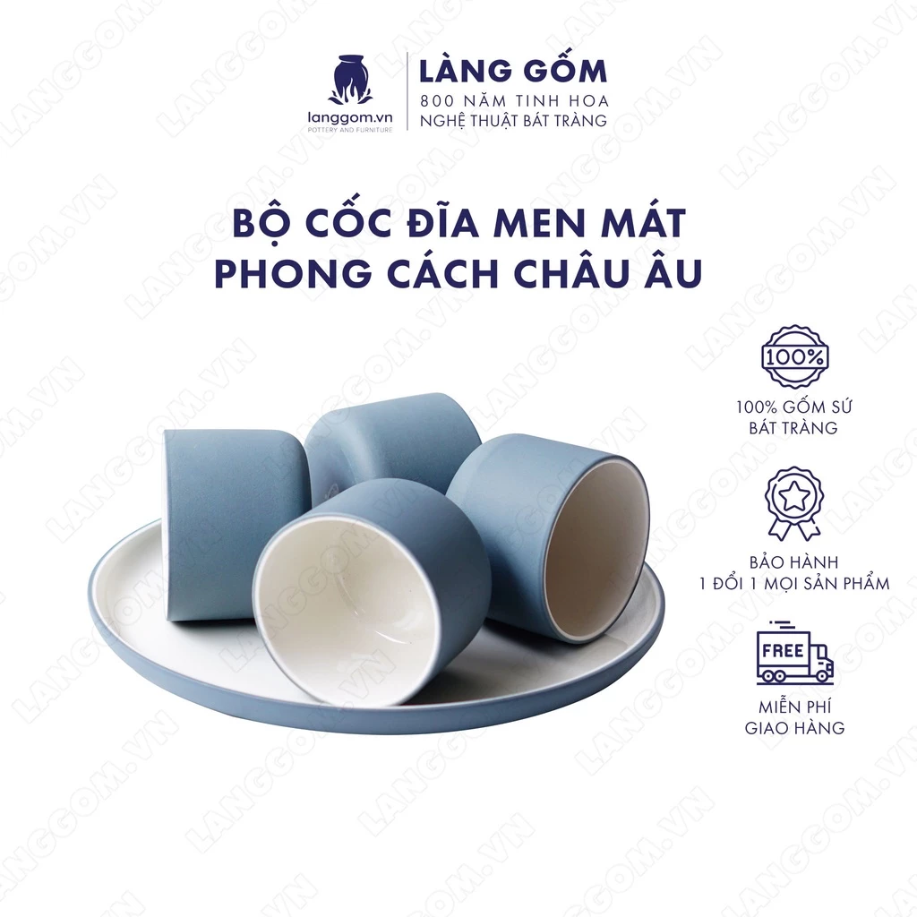 Làng Gốm バッチャン焼き 高級セラミック カップ&プレートセット 無地 マット釉