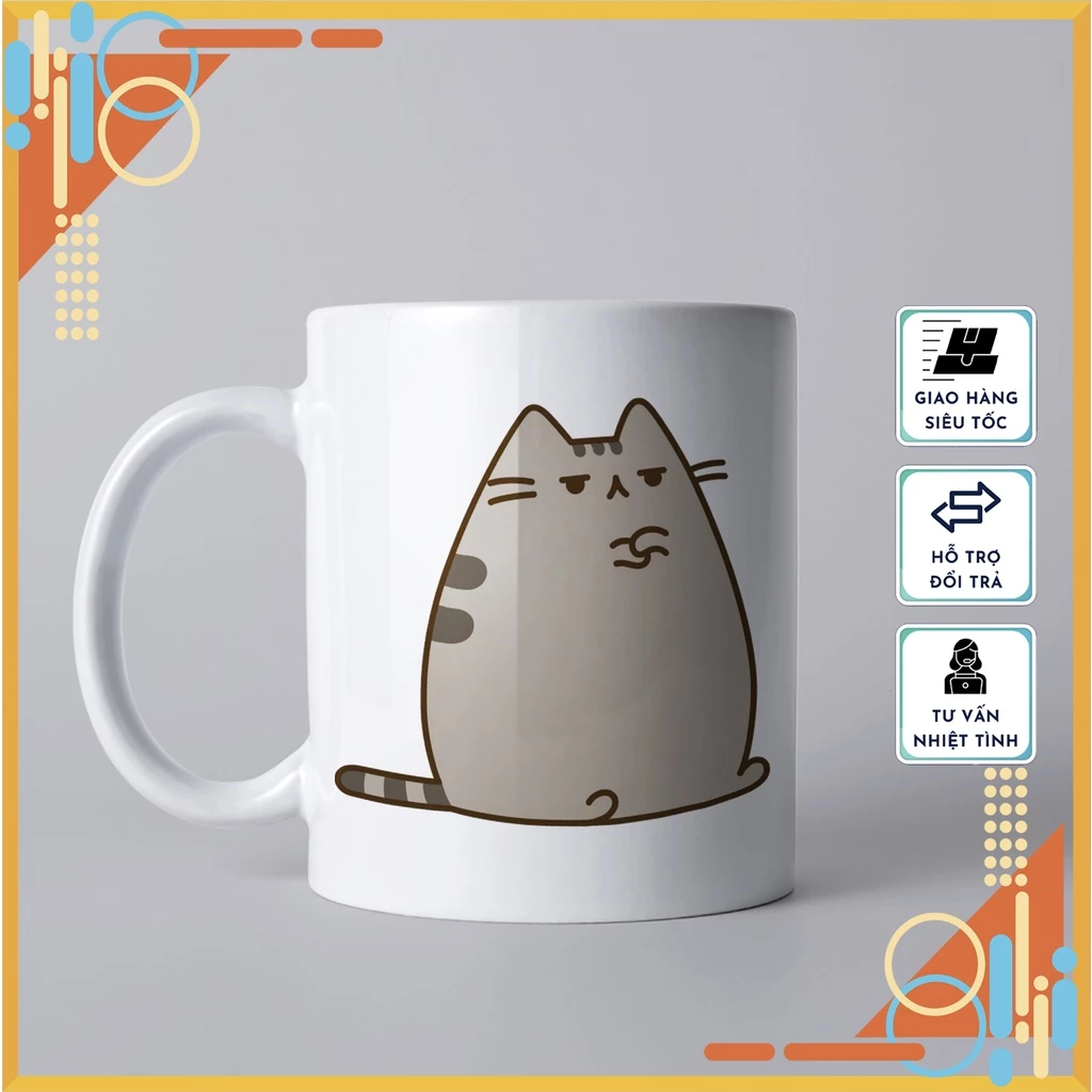 プシーン猫デザインのかわいいセラミックマグカップ - ギフト＆日常使いに最適