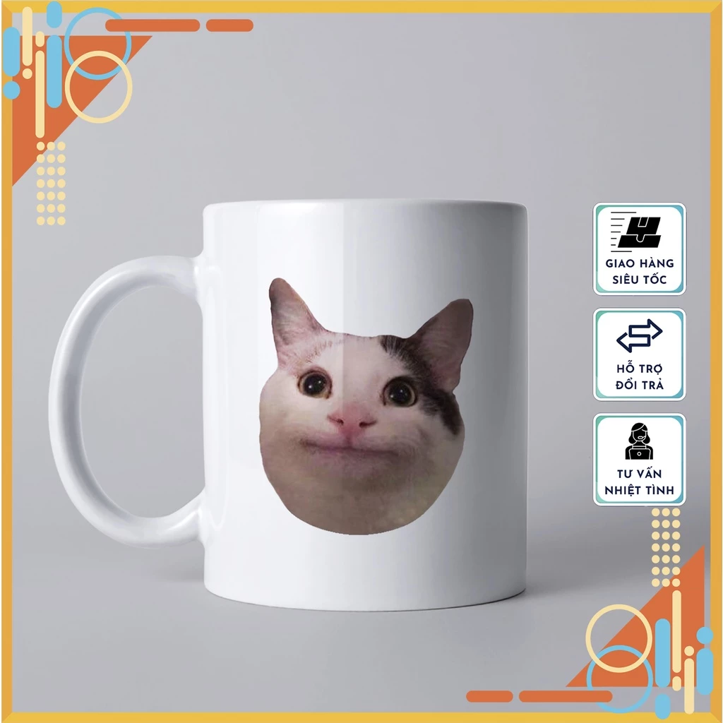 Mẫu 01 - ミーム猫デザイン マグカップ かわいい陶器製 普段使い&ギフトに最適