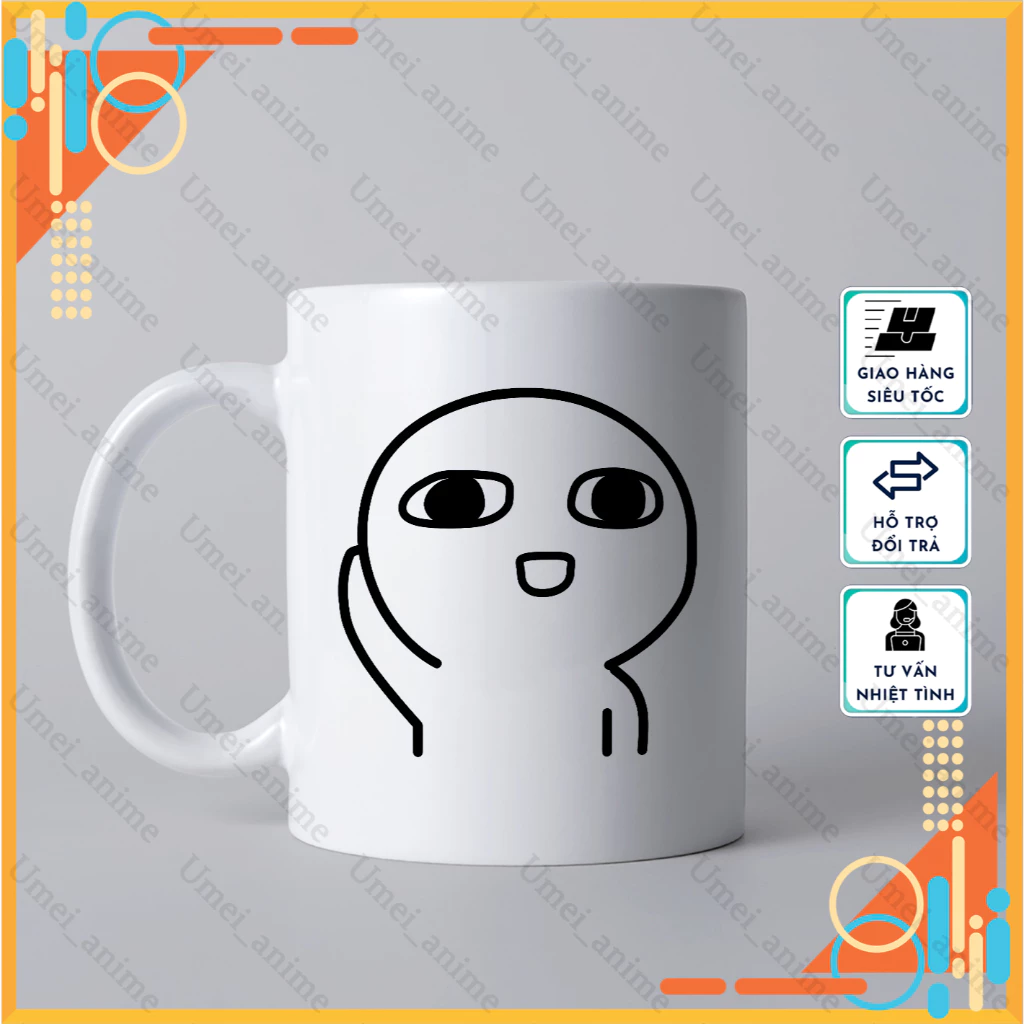 可愛い「Trọc Trắng」デザイン入り陶器マグカップ06 – ギフトや普段使いに