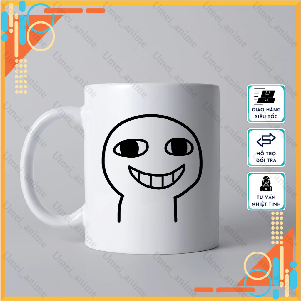 可愛い『Trọc Trắng』柄入りセラミックマグカップ 贈り物・普段使いに カスタムプリント可