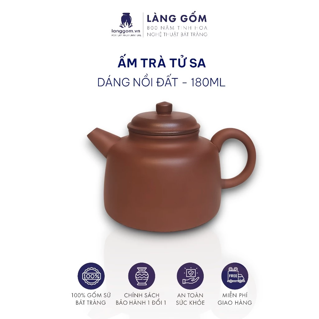 LÀNG GỐM バッチャン焼き 高級紫砂急須 茶道用 (接続土デザイン)