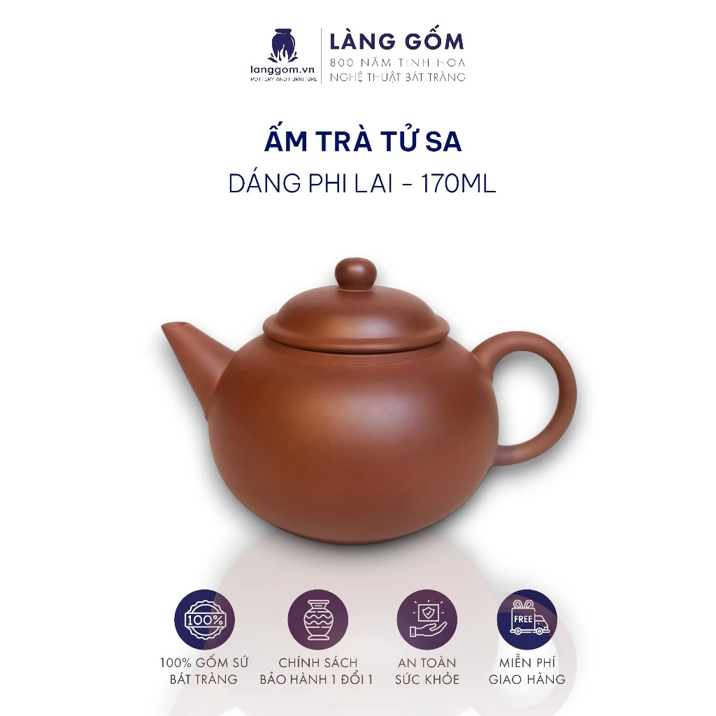 LÀNG GỐM製 高級バッチャン焼 紫砂急須『飛来』 – 茶道・お茶会に最適な逸品