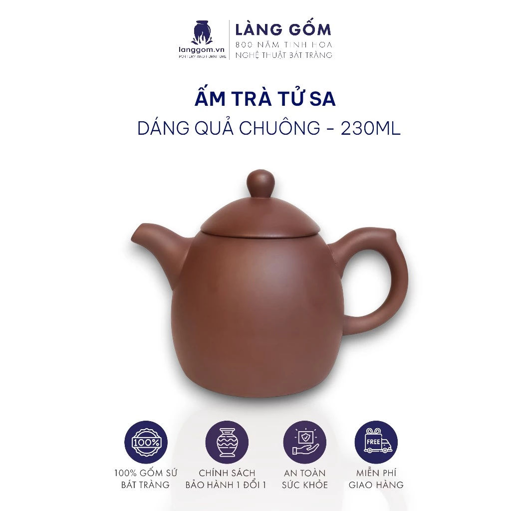 LÀNG GỐM製 バッチャン高級紫砂ベル型茶器セット – 茶道に最適