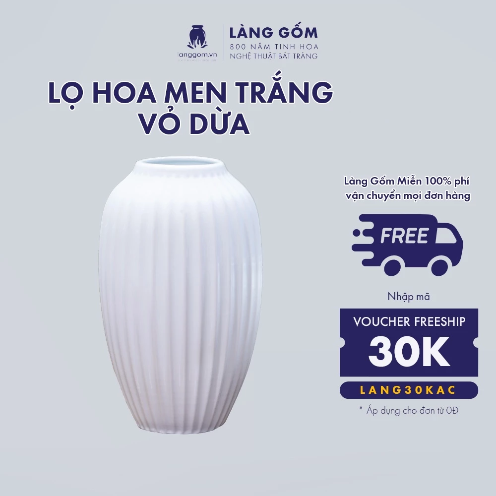 LÀNG GỐM バッチャン焼 高級白釉 ひょうたん型装飾花瓶