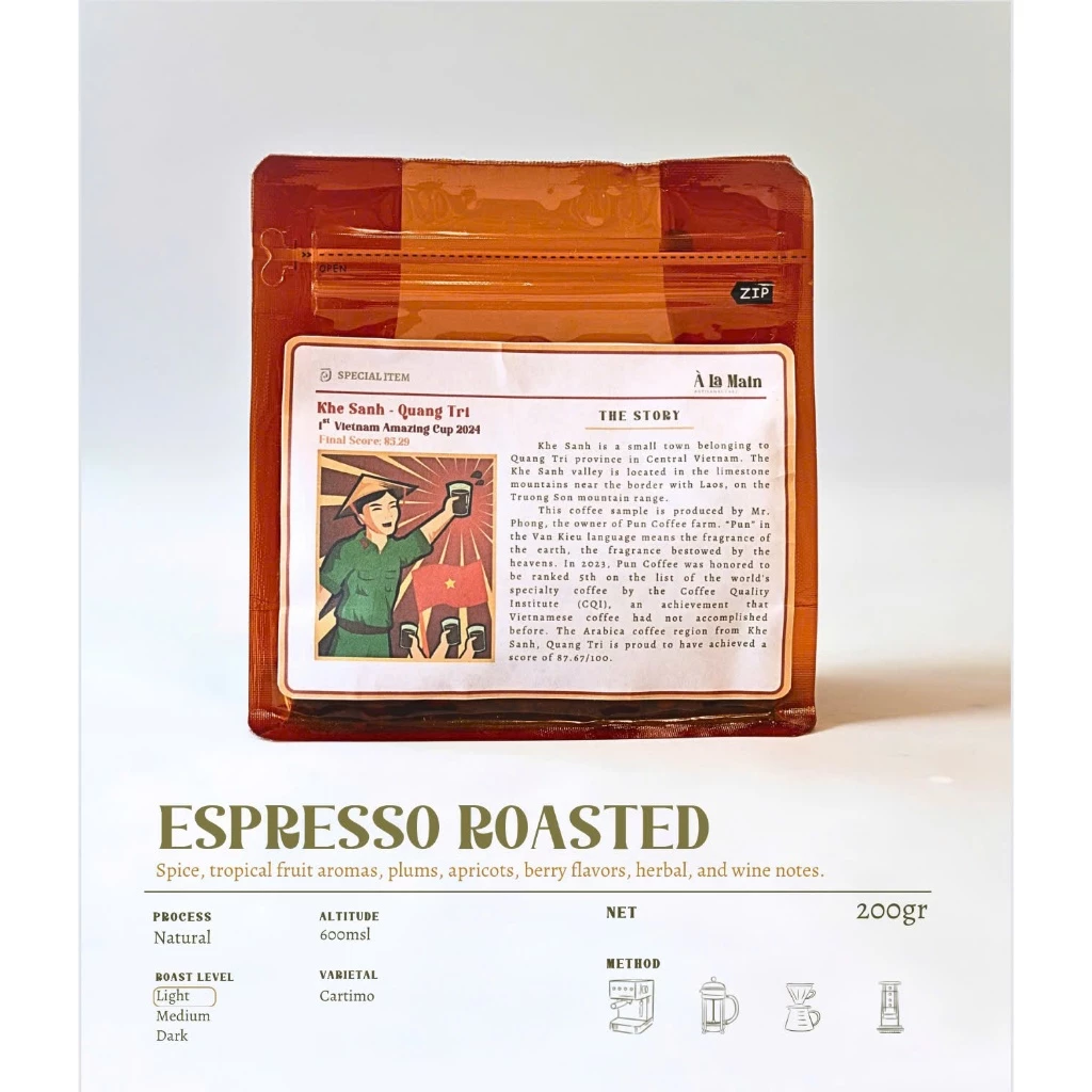 【優勝】2024年産 広治アラビカ ナチュラル フレンチプレス用粗挽き粉 (ライトミディアム) 200g - ベトナムアメージングカップ1位