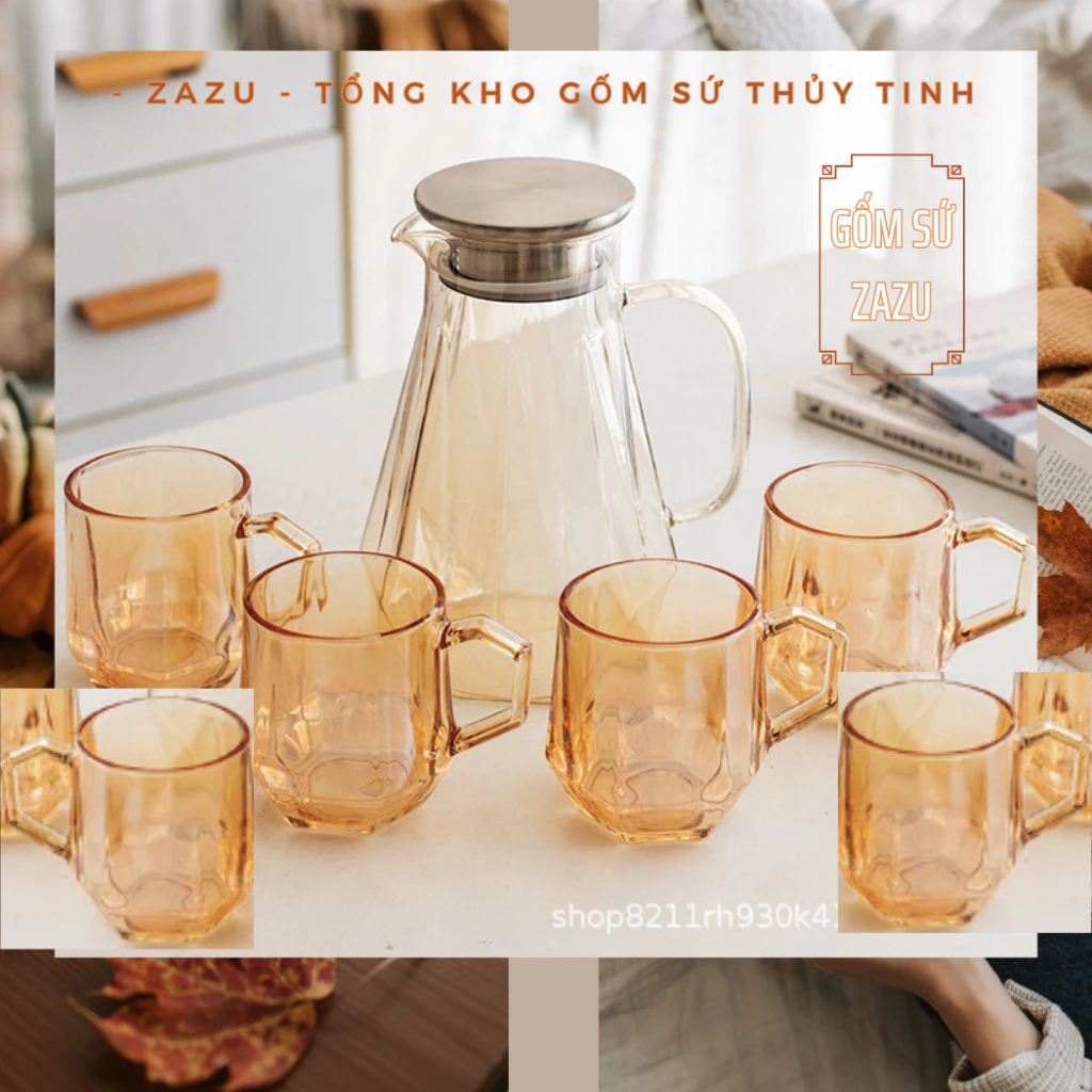 Gốm Xuân Xưa 耐熱ガラス製ウォーターピッチャーセット 1500ml グラス付き - モダンで安全な食卓へ