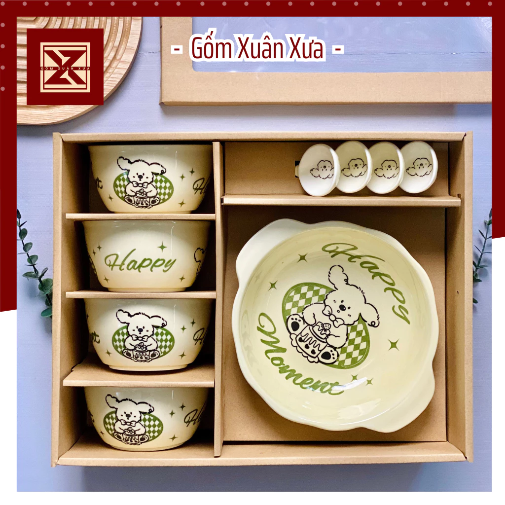 Gốm Xuân Xưa 高級陶磁器 食器セット ギフトボックス入り | 茶碗・皿セット | 誕生日・新築祝い・お祝いの贈り物に