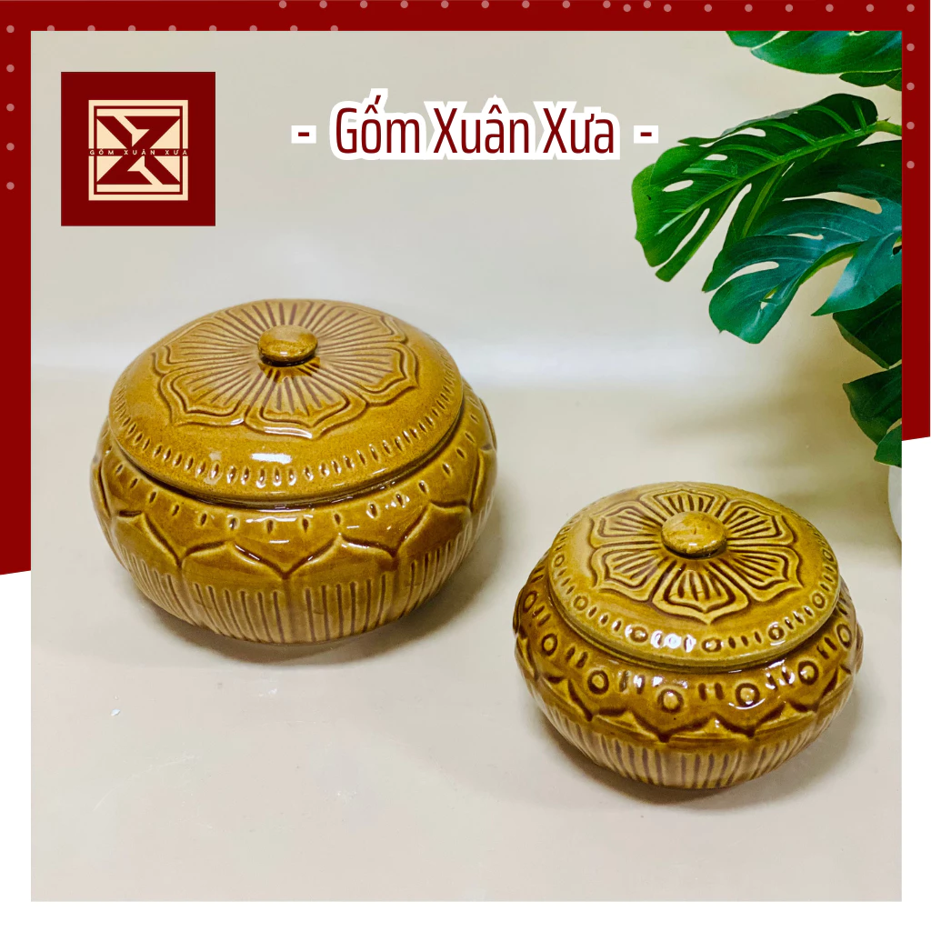 【Gốm Xuân Xưa】伝統陶器保存容器 - ラード・発酵米ペースト・漬物用 (大小2サイズ)