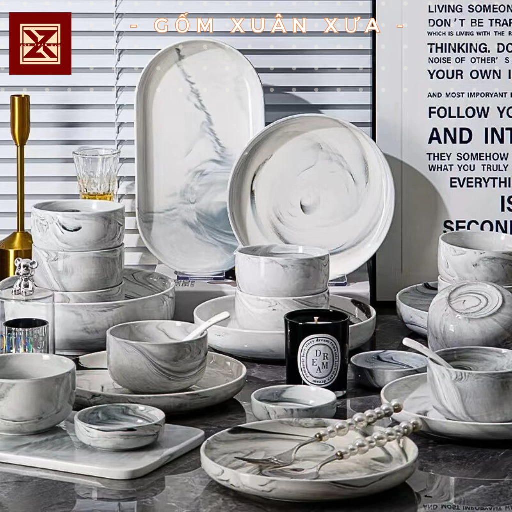 新登場！【Gốm Xuân Xưa】北欧モダン プレミアムグレー陶器 食器（単品販売）- プレート、ボウル、ご飯茶碗 高品質セラミック