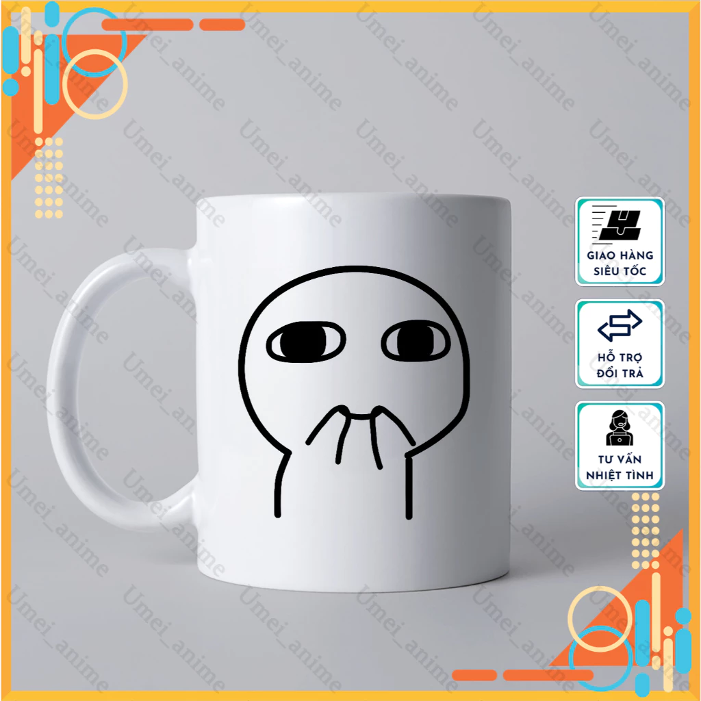 可愛い「Trọc Trắng」デザイン入り！名入れ・カスタマイズ可能な陶器マグカップ（330ml）- 普段使いや特別なギフトに