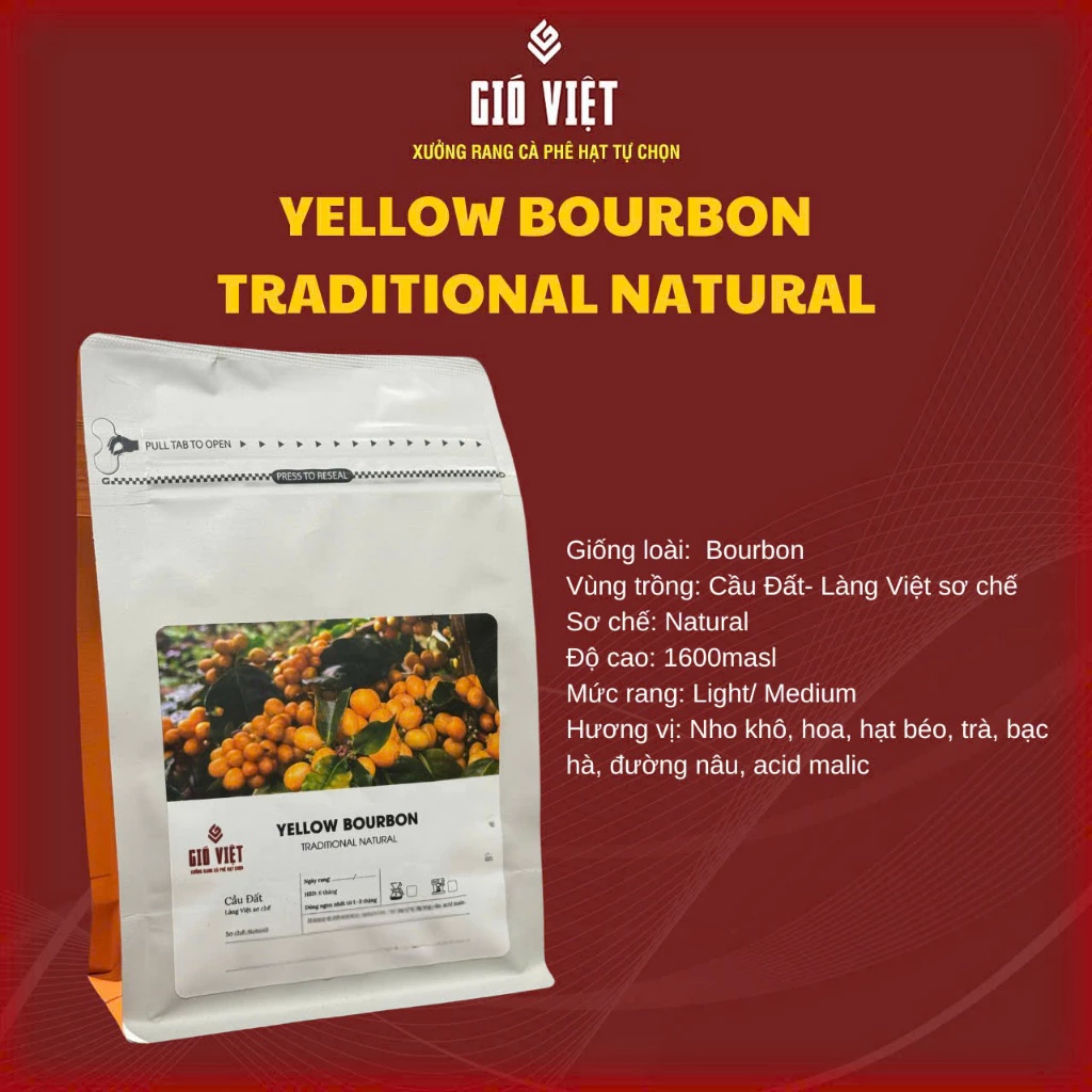 Gió Việt Roaster ベトナム カウダット産 アラビカ イエローブルボン ナチュラル 中煎り 挽き済み コーヒー粉 250g