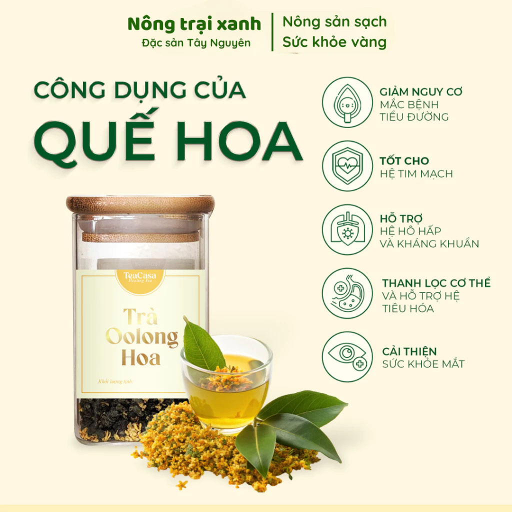 [100g] 天然キンモクセイ烏龍茶 - 甘く爽やか、安眠を誘う【Nông Trại Xanh】