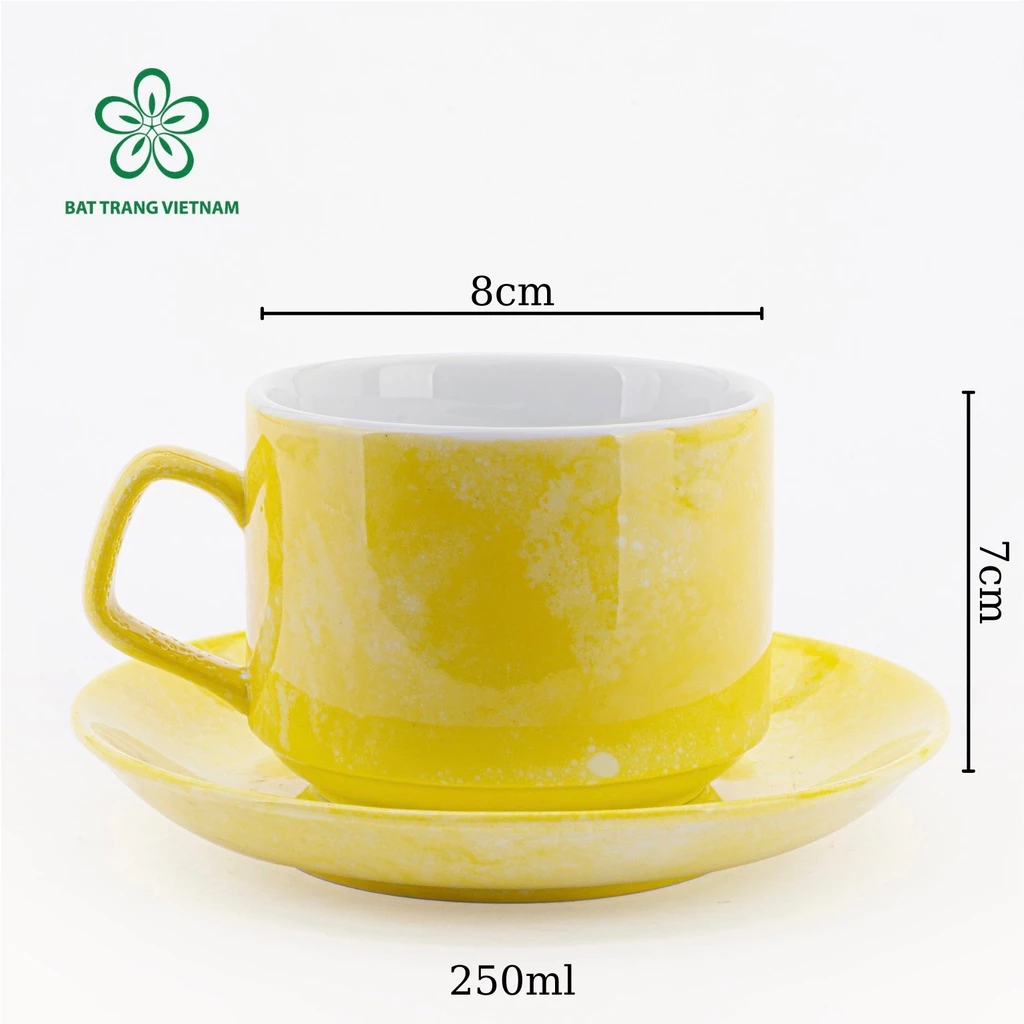 バッチャン高級マーブル柄セラミックマグカップ 250ml - カメオイエロー