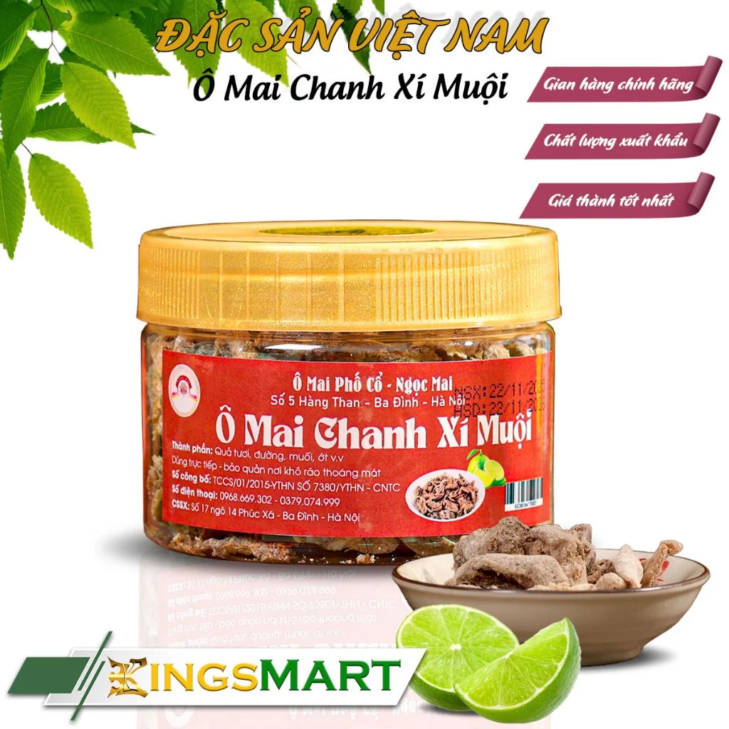 ゲップ防止！ハノイ伝統のレモン梅干し（オーマイ・チャン・シー・ムオイ）- 玉梅（ゴックマイ）ブランド - 200g