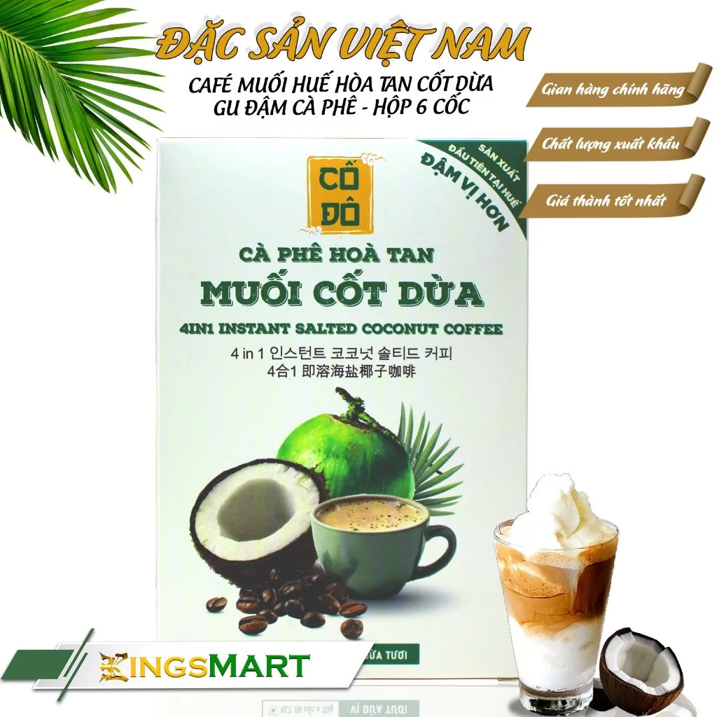 CỐ ĐÔ フエ名物 塩ココナッツインスタントコーヒー - 濃厚な味わい - 6カップ入り
