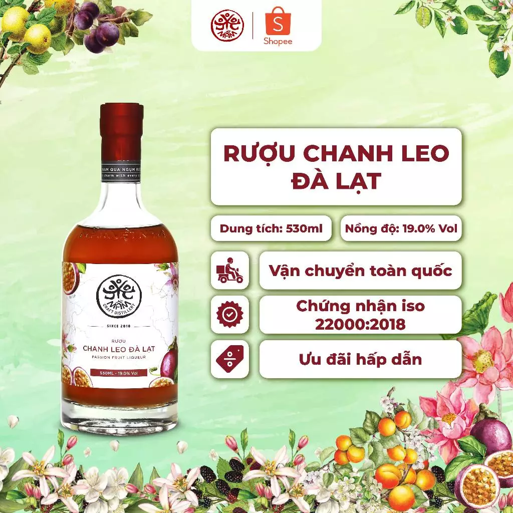 ダラット産パッションフルーツ酒 Mầm Distillery 530ml - 自然発酵フルーツワイン