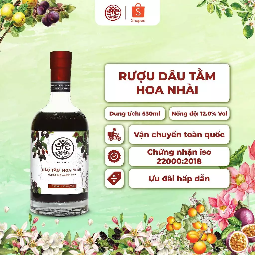 Mầm Distillery 蚕のベリーとジャスミン花 発酵酒 530ml - 天然フルーツの美酒