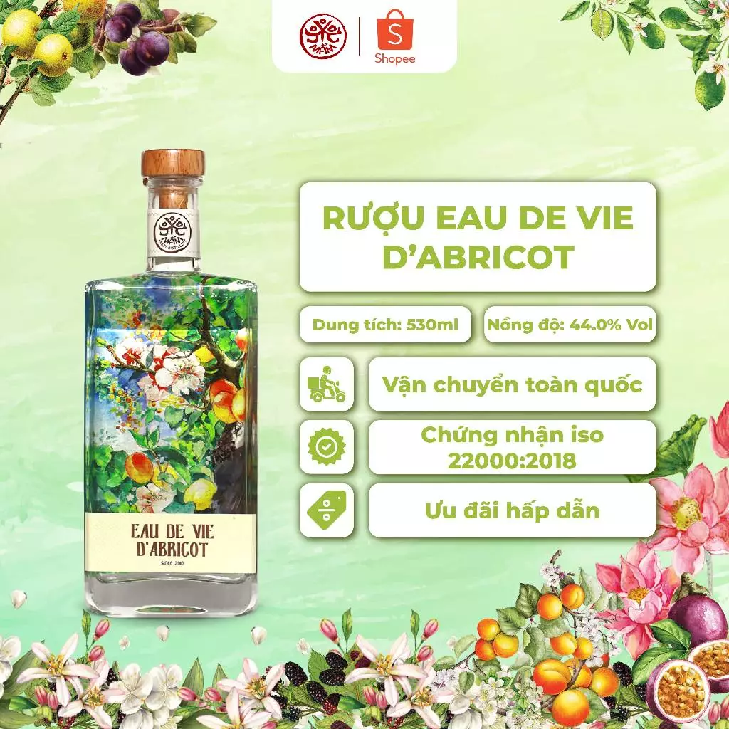 Mầm Distillery アプリコット オードヴィー 530ml – ベトナム産自然発酵フルーツ蒸留酒