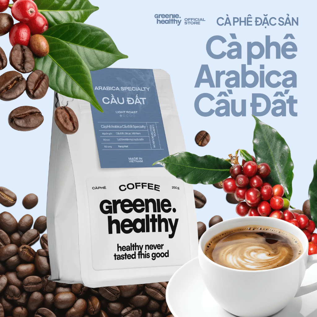 「Greenie」ダラット産アラビカコーヒー豆100% – 魅惑の甘い余韻 250g