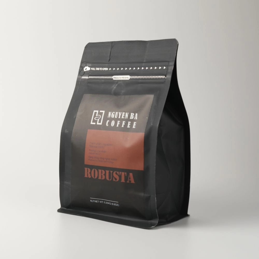 グエンバーコーヒー ロブスタ 100%純粋 薪火焙煎 深煎りコーヒー豆 (250g) - 濃厚な苦味と甘い後味、フィン式に最適