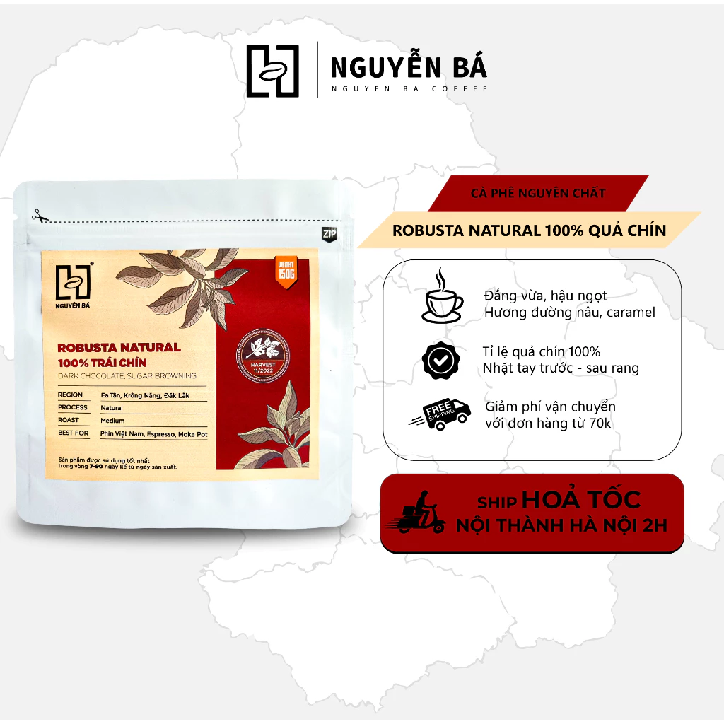 Nguyễn Bá Coffee ロブスタ ナチュラル 未挽きコーヒー豆