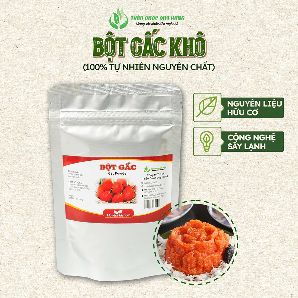 純粋乾燥ガックパウダー - ベトナムおこわ（ソイガック）の作り方付き - VSATTP（食品安全衛生）保証