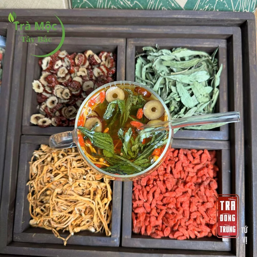 タイバク養顔茶 四種薬草ブレンド：杜仲虫草、ステビア、なつめ、クコの実入り - 美肌・安眠・アンチエイジング