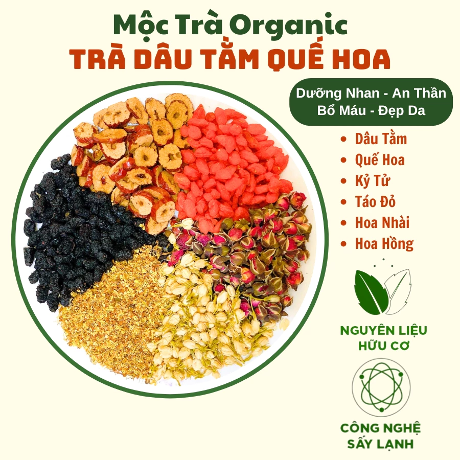 「Mộc Trà Organic」厳選 六味美肌ハーブティーセット 30包 - 桑の実＆金木犀、肝臓デトックス、美肌、安眠効果
