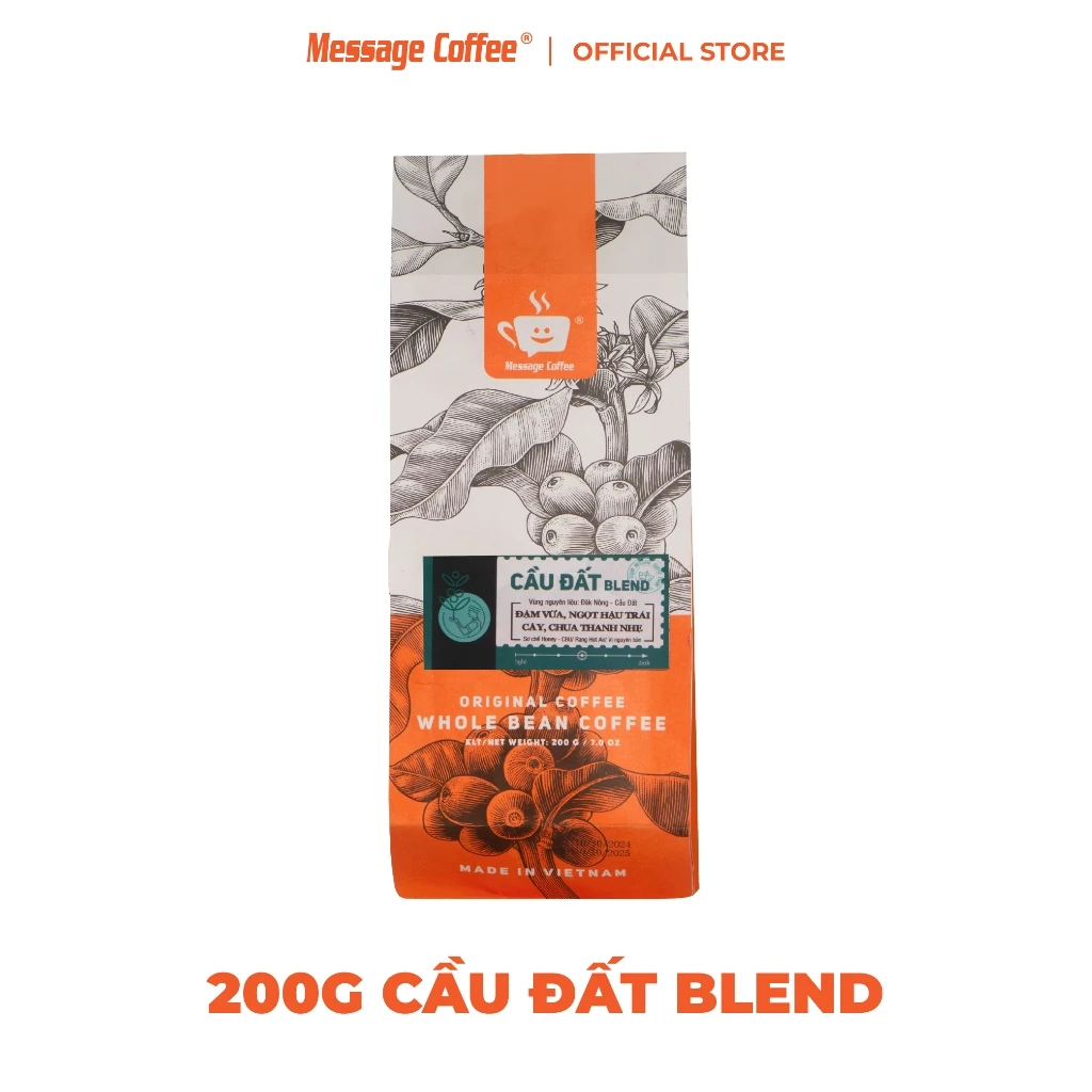 メッセージコーヒー カウダットブレンド 100%純粋焙煎 挽き豆 200g - ほどよいコク、ほのかな酸味、クリアな後味