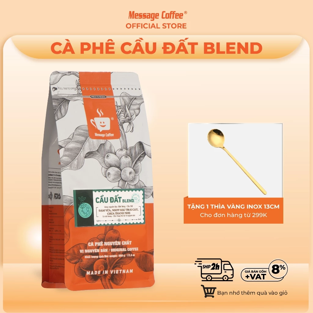 CẦU ĐẤT BLEND メッセージコーヒー 挽き豆 500g - 100%ピュアロースト、芳醇な香りとクリアな甘み