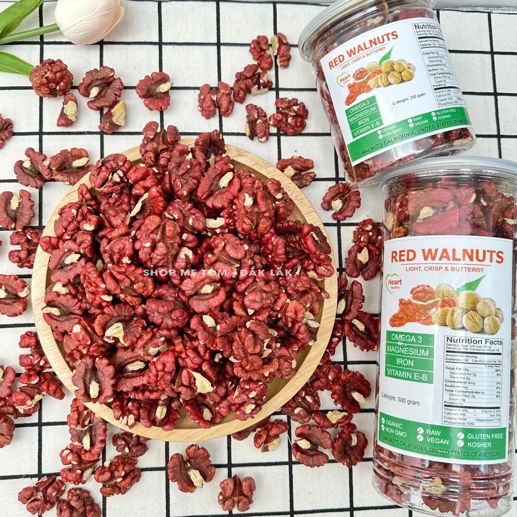 【Shop Mẹ Tôm】アメリカ産 レッドウォールナッツ（赤クルミ）カーネル 250g チャック袋入り – 希少な赤い宝石