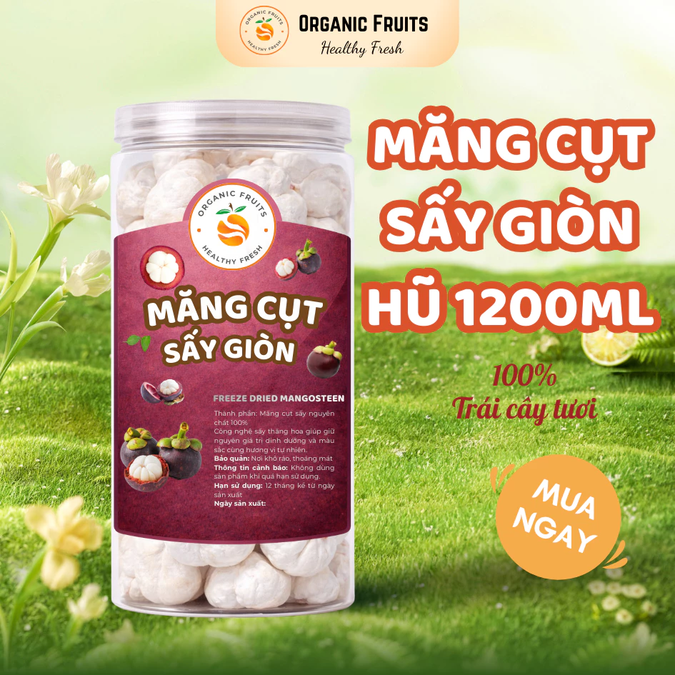1200ml大容量ボトル！サクサク有機フリーズドライマンゴスチン – 珍しい甘酸っぱさ、天然フルーツスナック