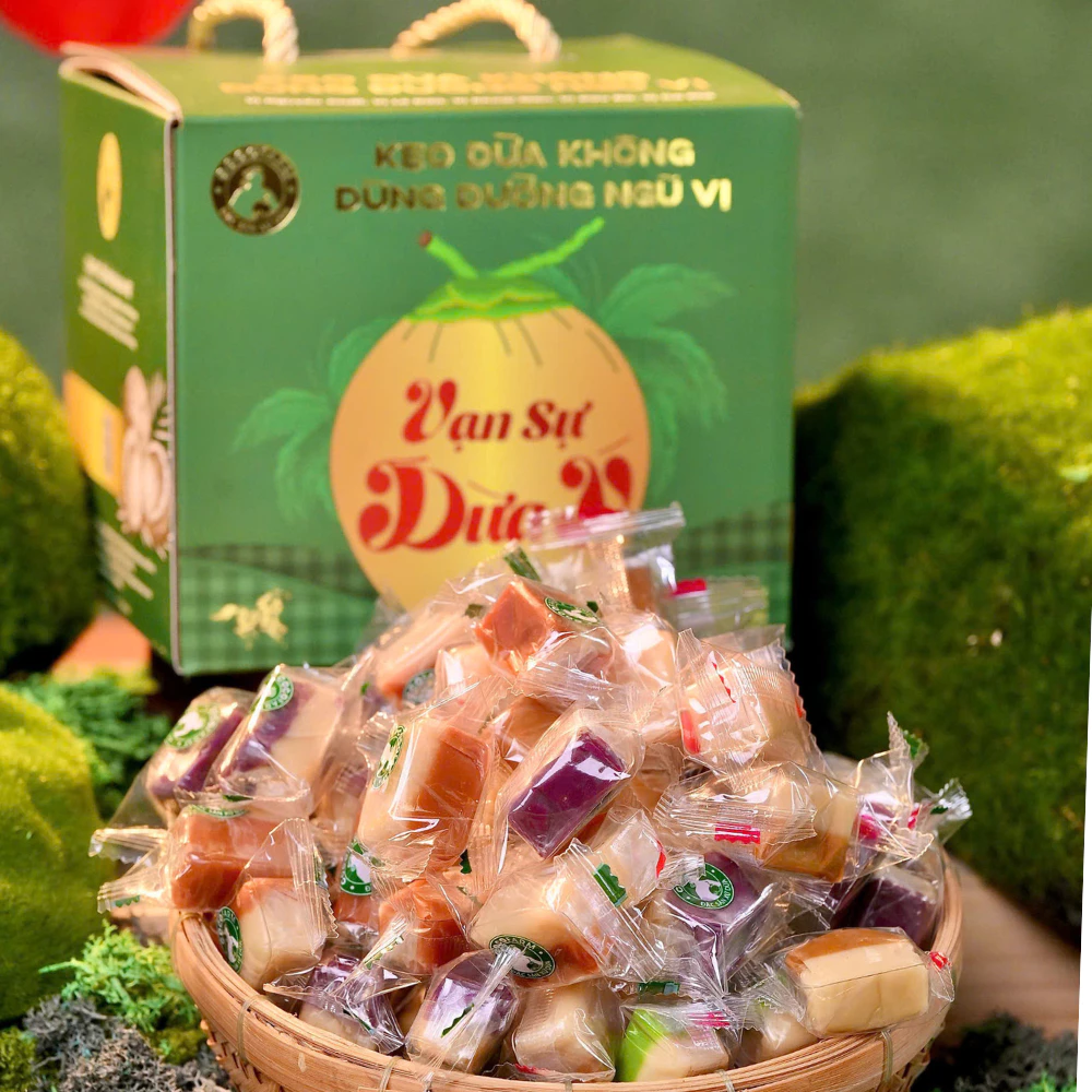 COCOFARM【万事順調ココナッツ】無糖ココナッツキャンディ 五つの味 1kg - ベトナム特産