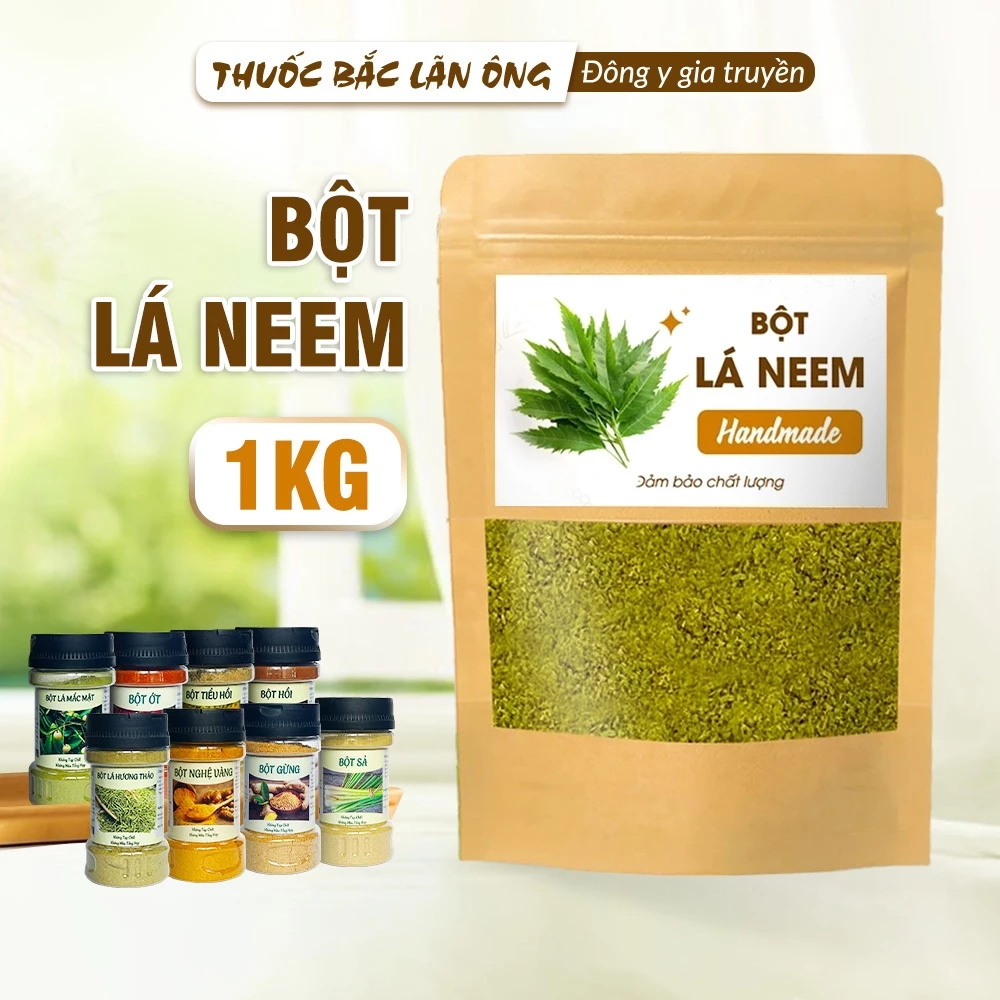 インド産ニームリーフパウダー 1kg & ヴォンネムリーフパウダー - 純粋、なめらか、美容と健康に - Lãn Ông