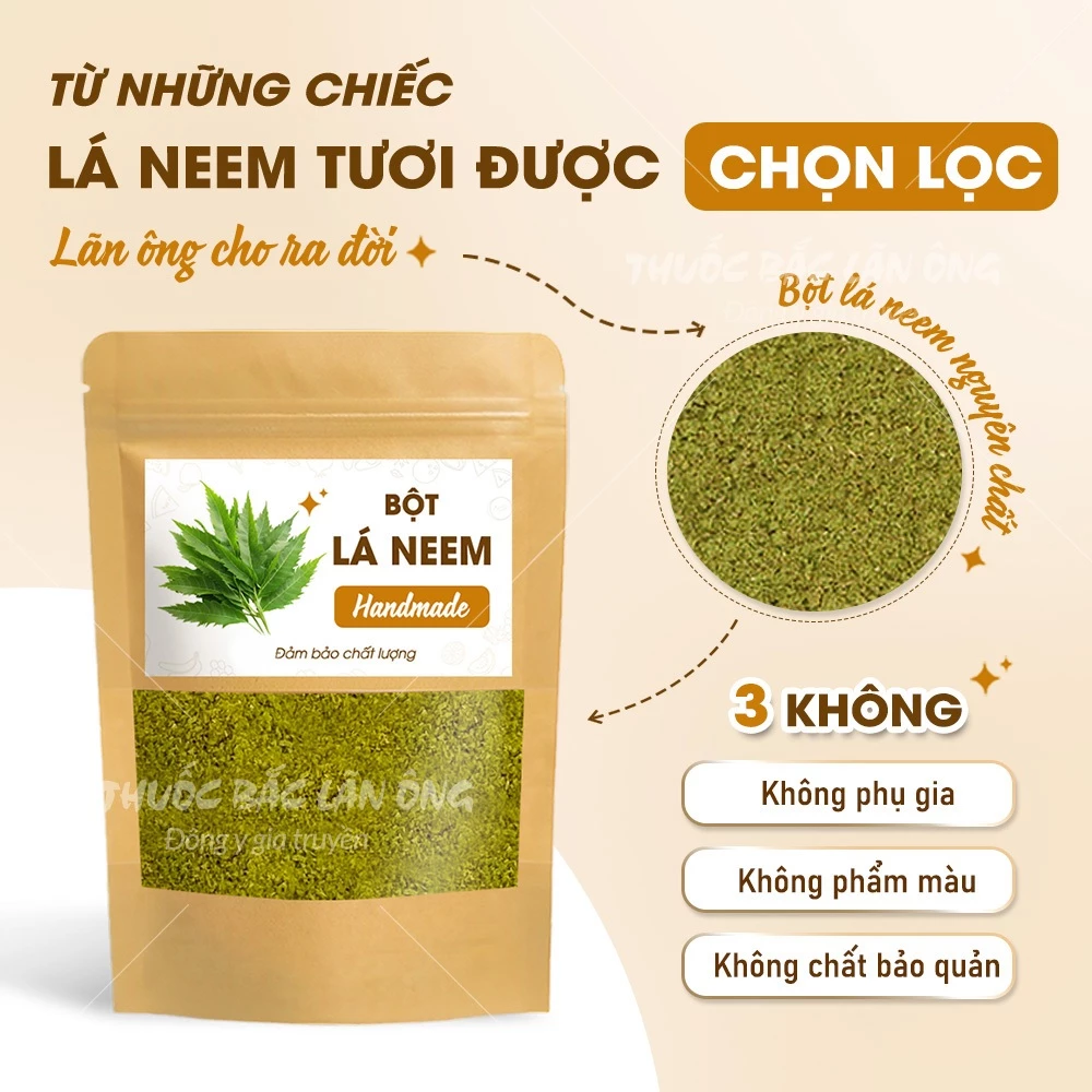 インド産ニームリーフパウダー 1kg & ヴォンネムリーフパウダー - 純粋、なめらか、美容と健康に - Lãn Ông