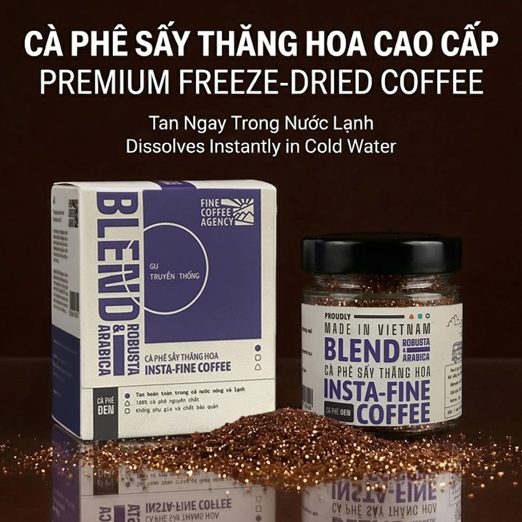 インスタファイン コールドブリュー対応インスタントブラックコーヒー (アラビカ＆ロブスタ原種100%)