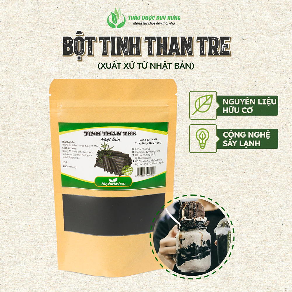 日本製 食用竹炭パウダー Takesumi 10µm (100g) - パン、アイス、ミルクティーに