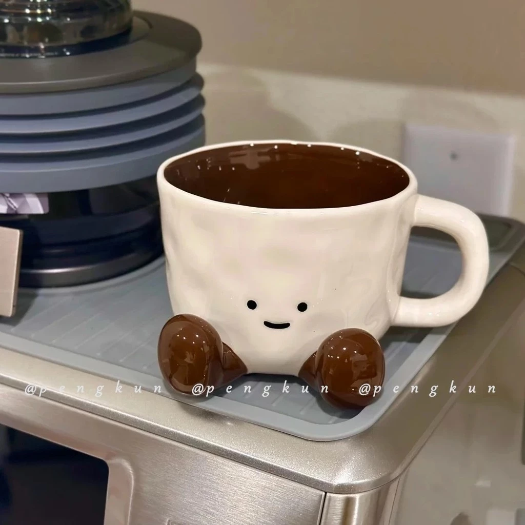 ジェリーキャット風 高級陶器コーヒーカップ 小紅書話題 アンダーグレーズ キャラメルマグ