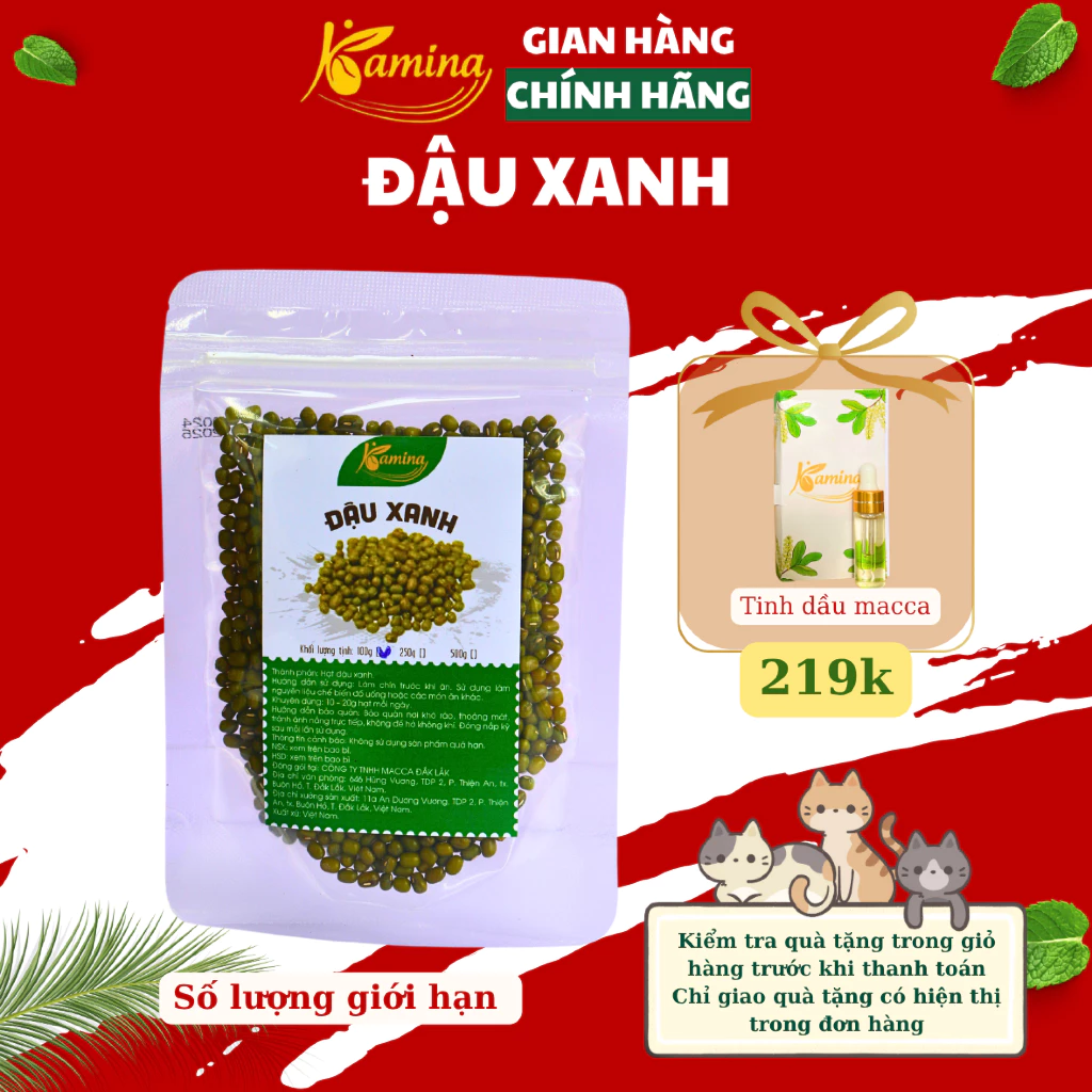 KAMINA 緑豆 ジップ袋入り 500g (チェー・もやし作り用、ダイエット・心臓血管健康サポート)