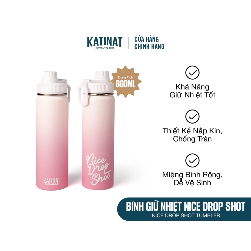 KATINAT Nice Drop Shot ステンレス真空二重構造 保温・保冷ボトル 660ml (漏れ防止設計)