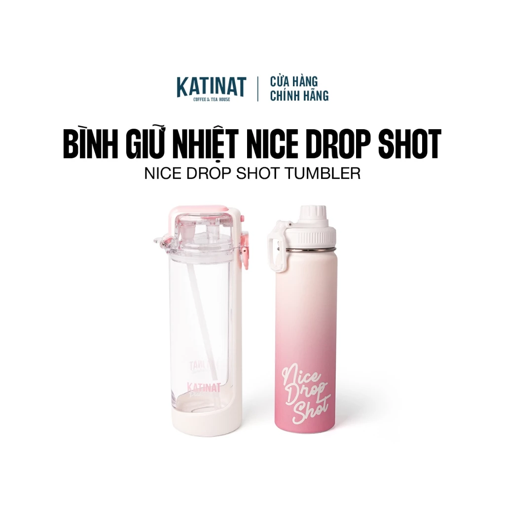 KATINAT ナイスドロップショット保冷保温ボトル(660ml) ＆ ピックルボール保冷ボトル(700ml) 漏れ防止・フック付き2本セット