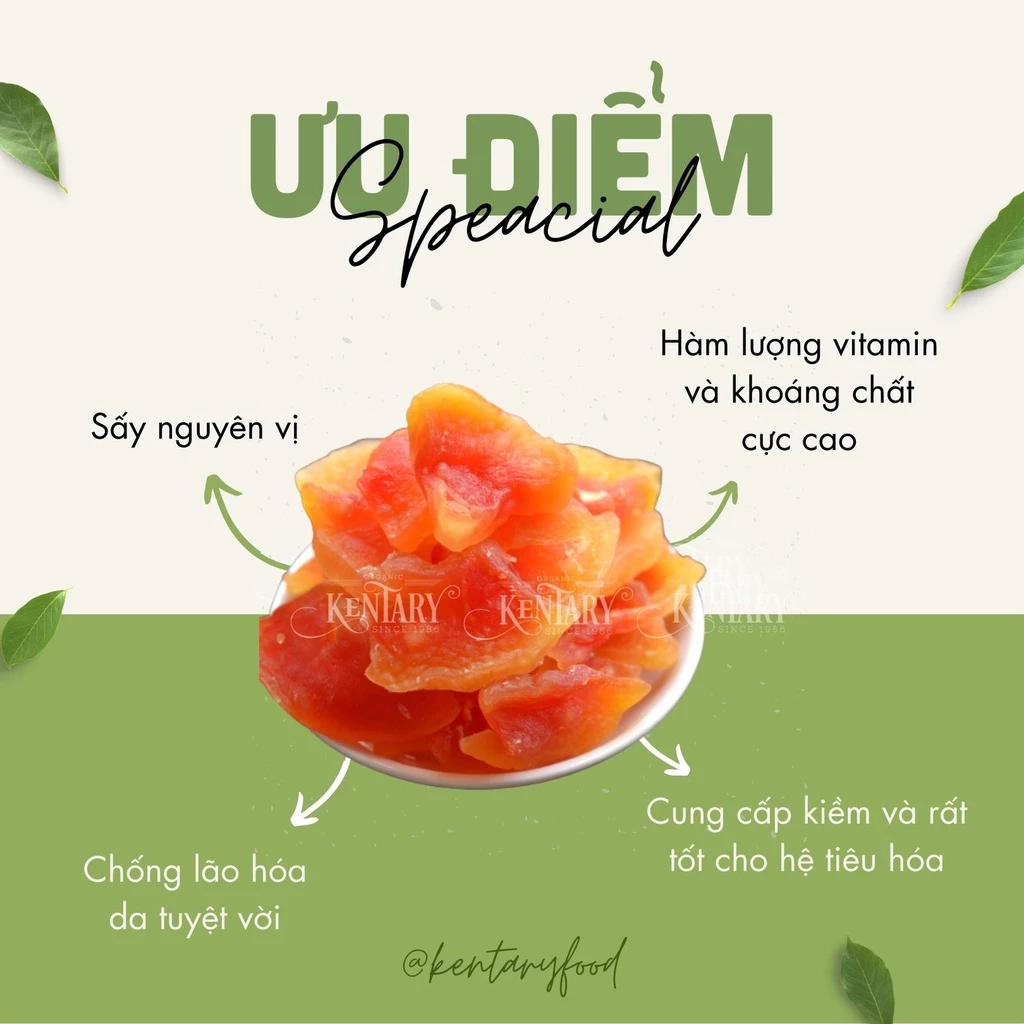 ケンタリー フリーズドライパパイヤ - 無添加・保存料不使用ヘルシースナック (200g)