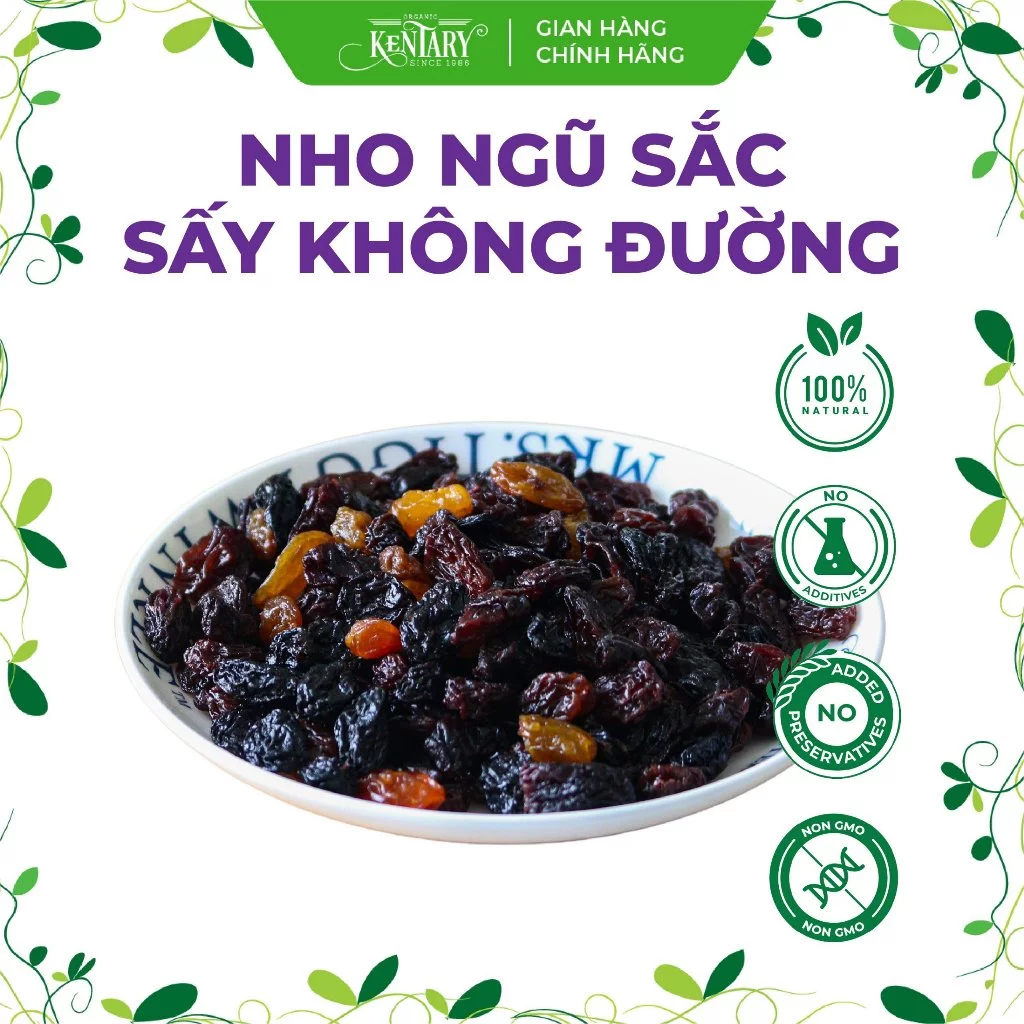 Kentary 無加糖 五色ミックスレーズン - ヘルシースナック - 100g