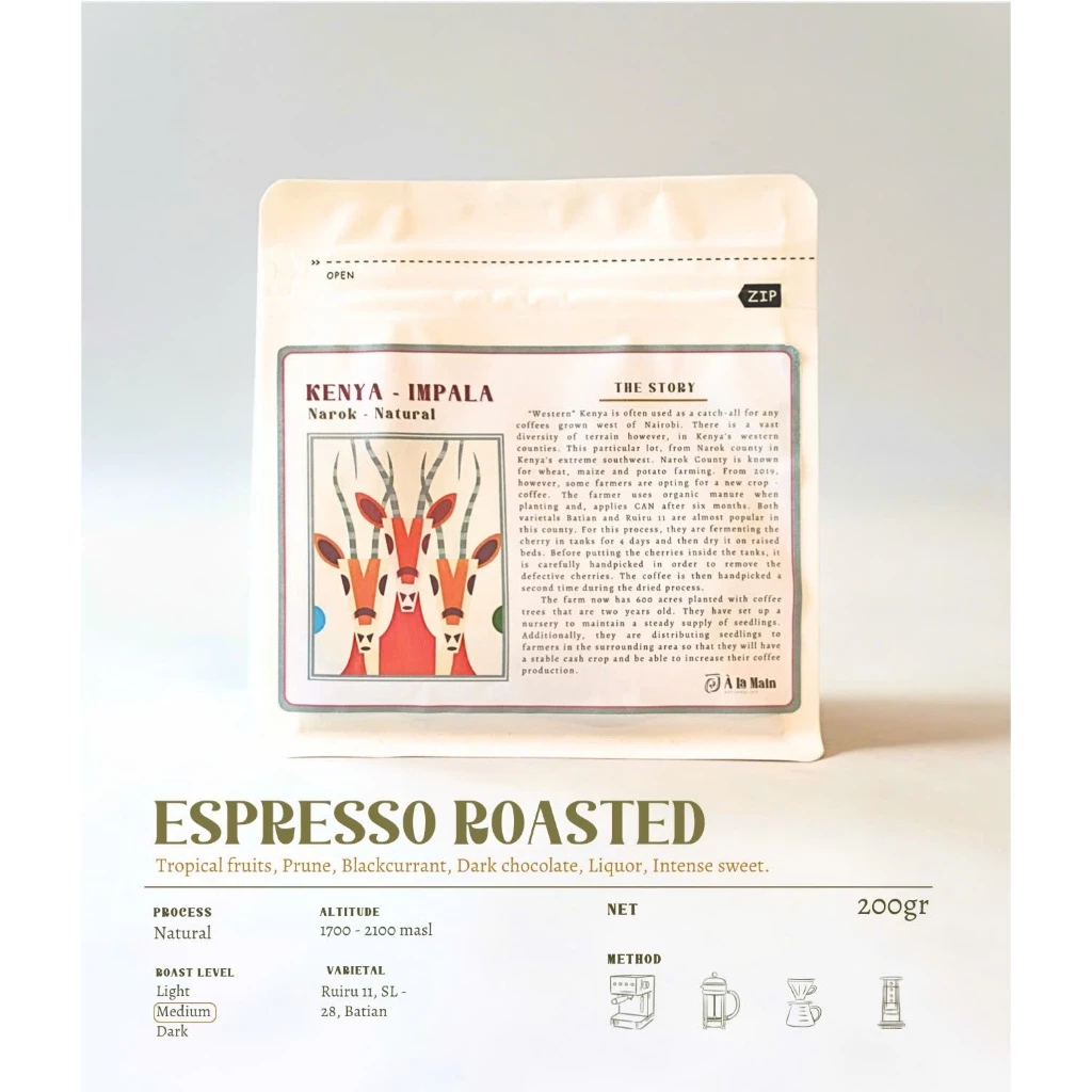 ケニア産インパラ・ナロック・ナチュラルコーヒーパウダー 200g - モカポット専用 - 税込