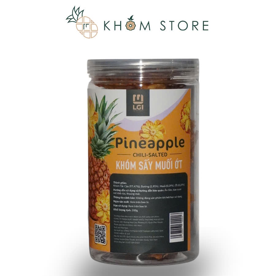 Khóm Store オーガニック パイナップル 唐辛子塩味乾燥フルーツ 200g Khóm Store