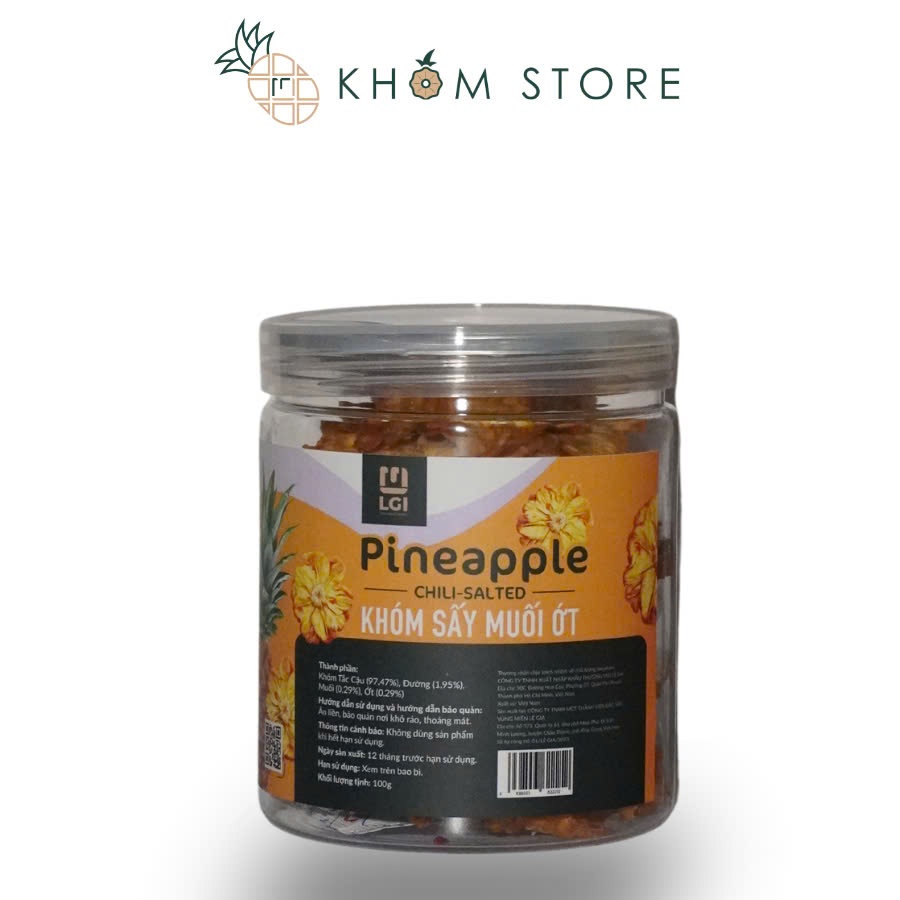 Khóm Store オーガニック パイナップル干し チリソルト味 100g Khóm