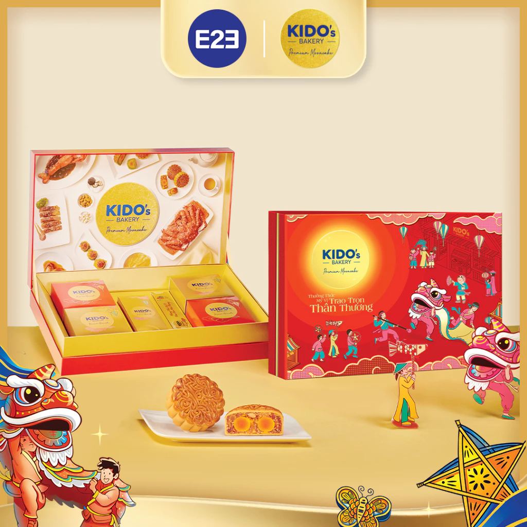 Kido Bakery 高級月餅「美味富貴（みみふうき）」赤箱 豪華ギフトセット 4個入 (210g x 4) + 上質茶付き | 中秋節 贈答用