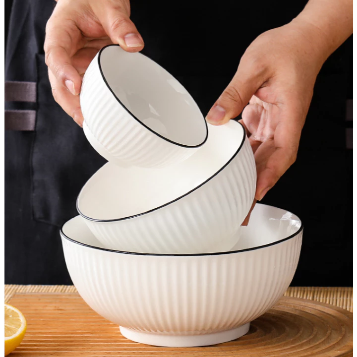 韓国風高級磁器ご飯茶碗6個セット – スープ・ご飯・料理用多サイズ