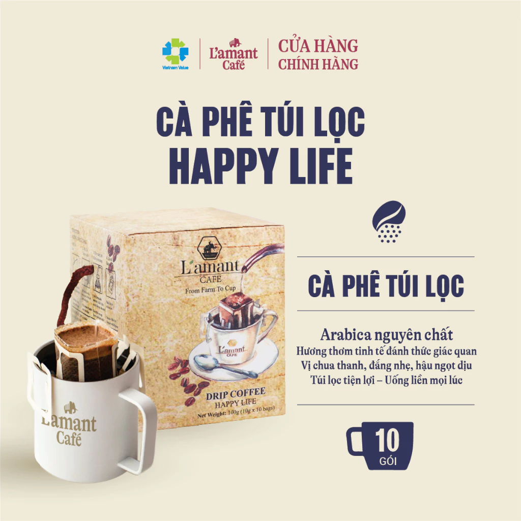 L'amant Drip Happy Life 100%アラビカ種ドリップコーヒー（10g×10袋）